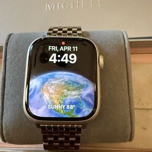 Apple Watch Series 7 (45mm, GPS + Cellular, Michele Stainless Steel Band – Combo